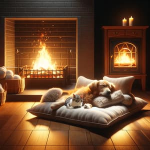 Pet's Fireside Retreat: Soothing Musical Warmth - Lunch Time Music