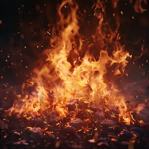 Fire's Pure Chill: Serene Ambient Flames - Forest Noir