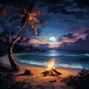 Beach Bonfire on the Nocturnal Shore - Relax with Waves