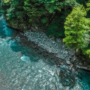 Streamside Zenith Song: Meditation's Tranquil Voyage - Waterfall in the distance