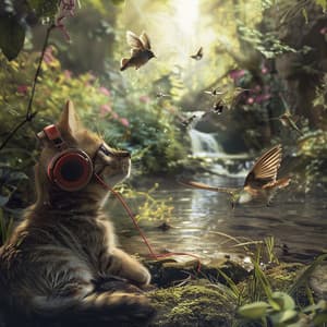 Binaural Cats and Creek: Nature's Bird Melody - 78 72 Hz - Relax My Kitten