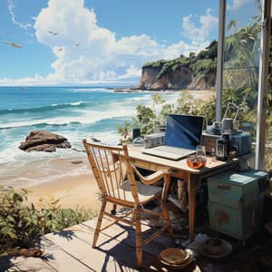 Espacio De Trabajo En La Brisa Oceánica: Vibraciones Musicales - Tranquilo Sereno