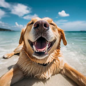 Felicidad De Los Perros En La Orilla Del Mar: Abrazo De Un Océano En La Naturaleza - Grabaciones de la naturaleza