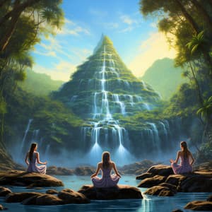 Cascading Harmony: Yoga by the Waterfalls - Nature & Sounds Backgrounds