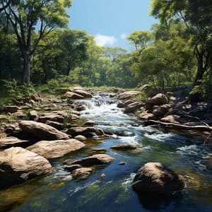 Relaxing Stream Sounds: Calm River Echoes - Music of the Forest