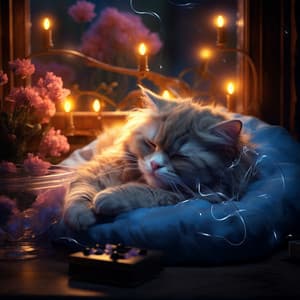Ember's Feline Hymns: Music in the Fireplace - Fireplace