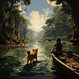 La Calma De Las Mascotas Junto Al Arroyo: Sonidos Relajantes De La Naturaleza - Música Tranquila para Cafe