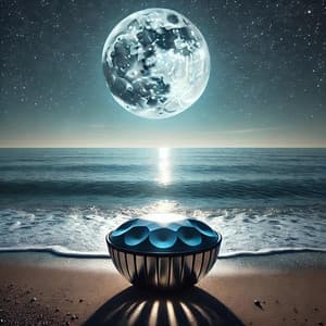 Night with Hang Drum and Sea Waves - Soothing Sounds