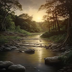 Armonía Contemplativa Del Arroyo: Coral Tranquilo De La Naturaleza - Caminante de la naturaleza