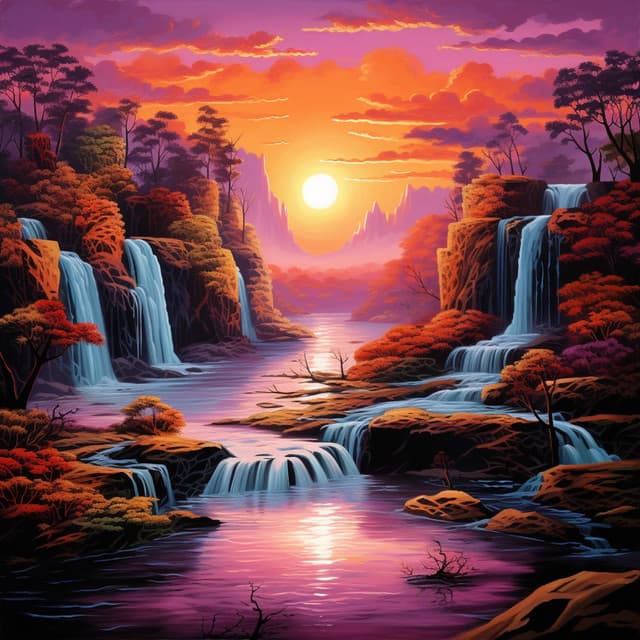 Reflections Waterfall Overture: Waterfall Dreams at the Lake - Earth Stone