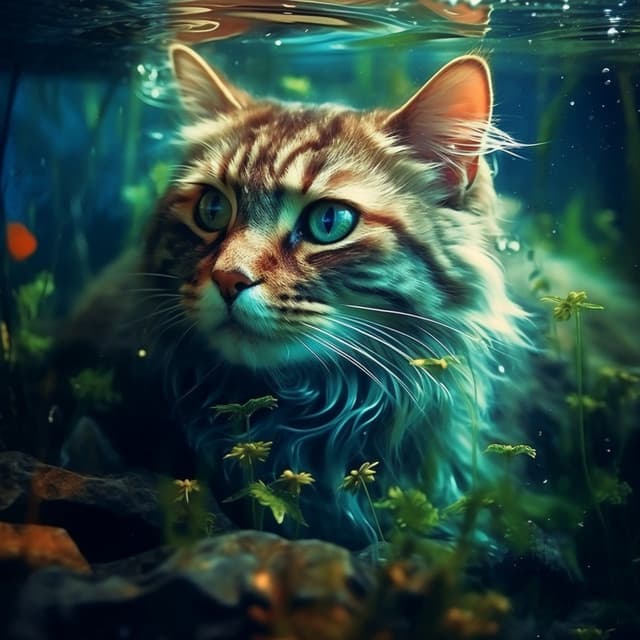 Feline River Harmony: Aquatic Melodies - Natures Orchestra
