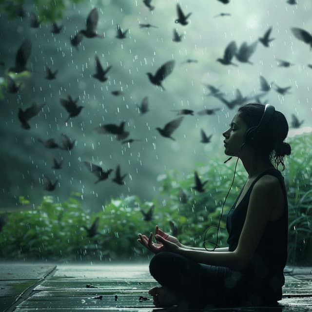 Binaural Relaxation: Rain with Birds in Nature - 92 88 Hz - Relaxing Muse