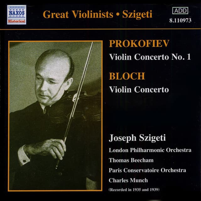 Prokofiev / Bloch: Violin Concertos - Joseph Szigeti