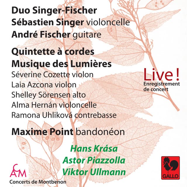 Astor Piazzolla: Double Concerto - Five Tango Sensations - Hans Krása: Theme and Variations for String Quartet - Viktor Ullmann: String Quartet No. 3, Op. 46 - Quintette Musique des Lumières